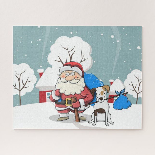 Puzzle Père Noël et Chien (Horizontal)