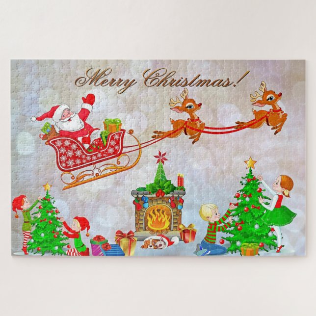 Puzzle Père Noël et Reindeer (Horizontal)