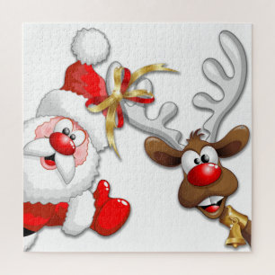 Puzzle Père Noël et Reindeer Joyeux Noël Joyeux dessin an