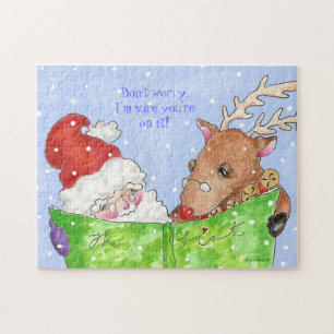Puzzle Père Noël et Rudolf avec la liste
