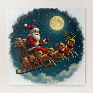 Puzzle Père Noël Et Son Drapeau Pulvérisé Par Chihuahua C
