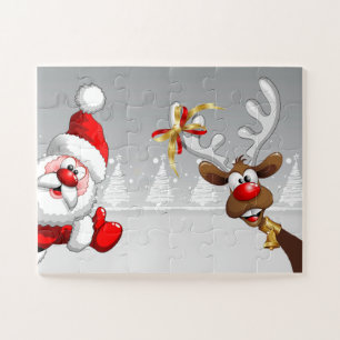 Puzzle Père Noël et son Reindeer Rudolph Easy