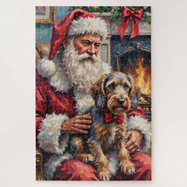 Puzzle Père Noël Griffon à poil dur à pointes de Noël (Vertical)
