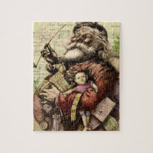 Puzzle Père Noël joyeux et sapin de Noël