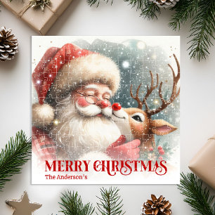 Puzzle Père Noël joyeux Rudolph Noël personnalisé pour en