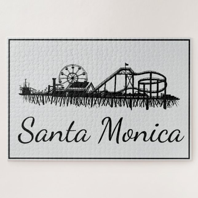 Puzzle Père Noël Monica CA California Pier Silhouette Cal (Horizontal)