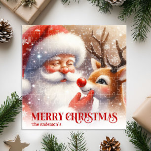 Puzzle Père Noël personnalisé Rudolph Cadeau de Noël en p