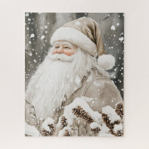 Puzzle Père Noël pin sylvestre enneigé