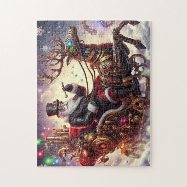 Puzzle Père Noël/Reindeer steampunk Noël/hiver (Vertical)