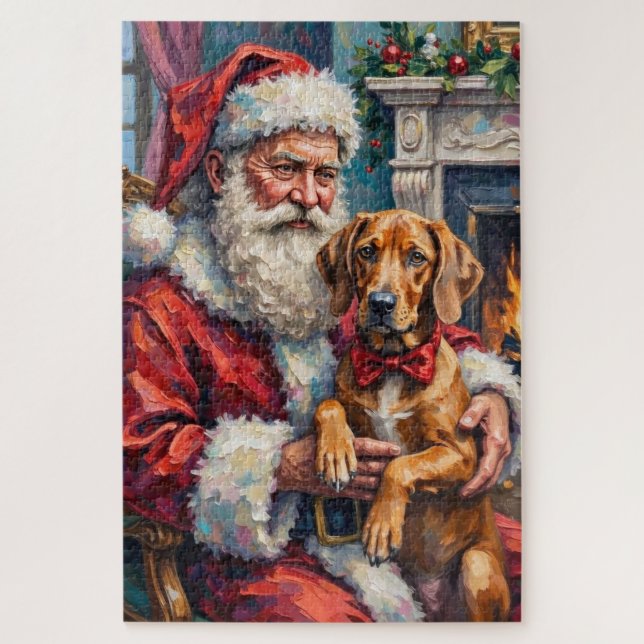 Puzzle Père Noël Rhodesian Ridgeback Art de Noël (Vertical)