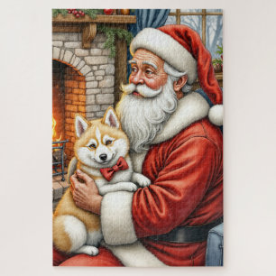 Puzzle Père Noël tenant l'art de Noël de l'Eskimo américa