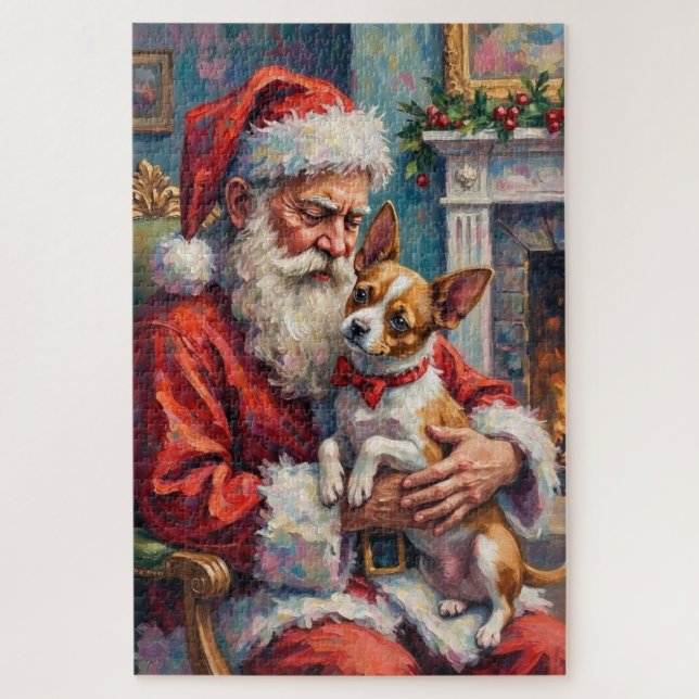 Puzzle Père Noël tenant l'art de Noël de Papillon (Vertical)