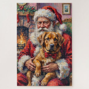 Puzzle Père Noël tenant l'art de Noël du Mastiff Tibétain
