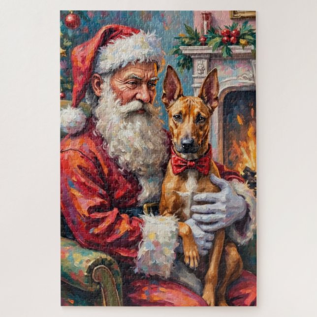 Puzzle Père Noël tenant l'art de Noël du Thai Ridgeback (Vertical)