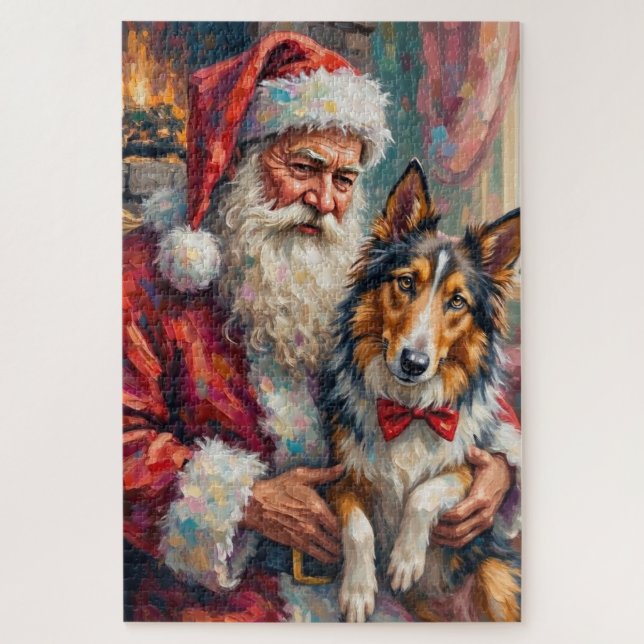 Puzzle Père Noël tenant une illustration de Noël de Rough (Vertical)