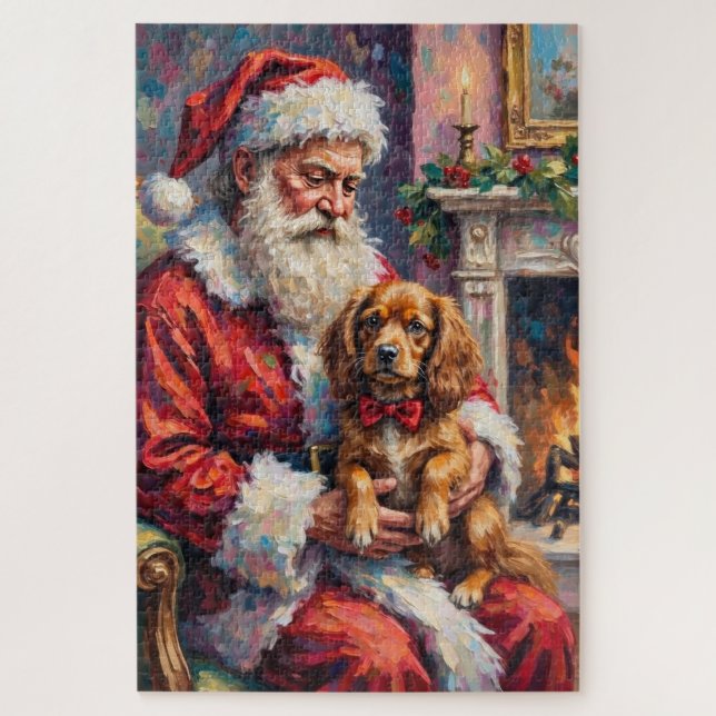 Puzzle Père Noël tenant une illustration de Noël de Spani (Vertical)