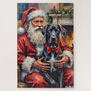 Puzzle Père Noël tenant une œuvre d'art de Noël de Grand
