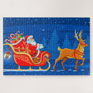 Puzzle Père Noël, traîneau et rennes