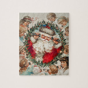 Puzzle Père Noël victorien au téléphone avec des enfants