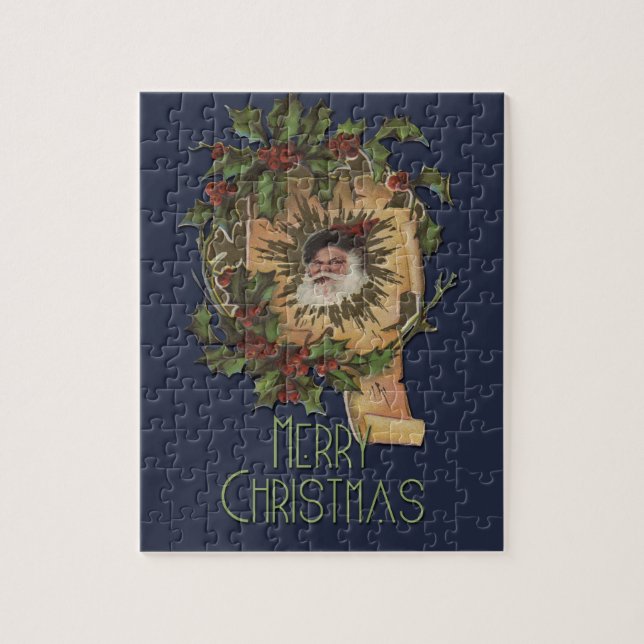 Puzzle Père Noël Vintage Antique Houx Noël (Vertical)