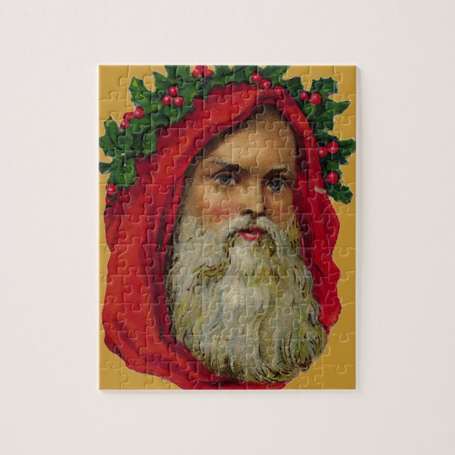 Puzzle Père Noël vintage avec la guirlande (Vertical)