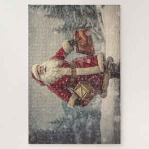 Puzzle Père Noël vintage Se Promenant Dans La Neige 1014P