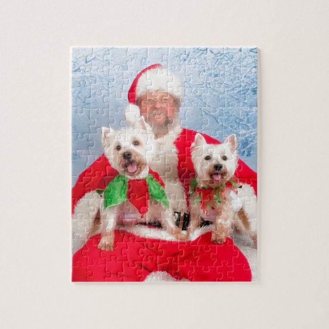 Puzzle Père Noël Westies (Vertical)
