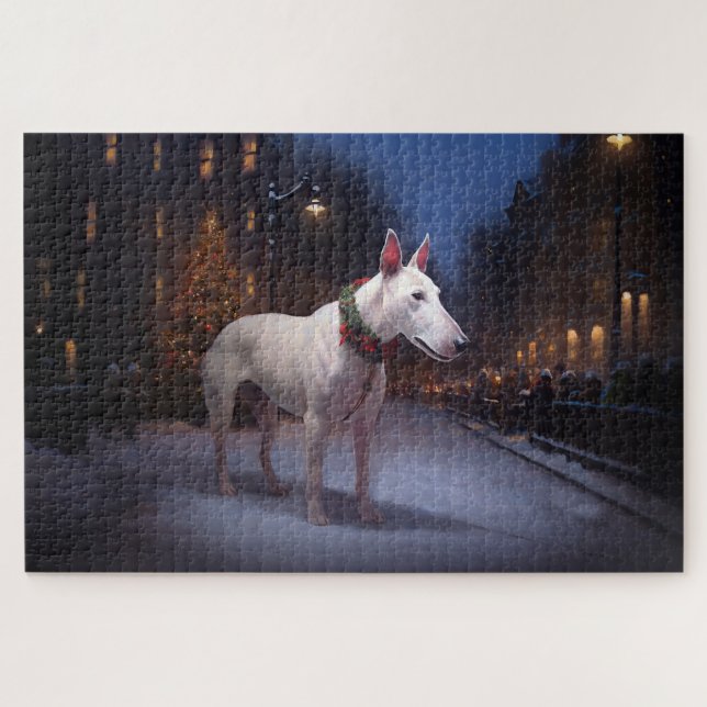 Puzzle Période de fêtes de Noël du Bull Terrier (Horizontal)