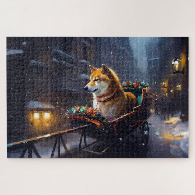Puzzle Période festive de Noël Shiba Inu (Horizontal)