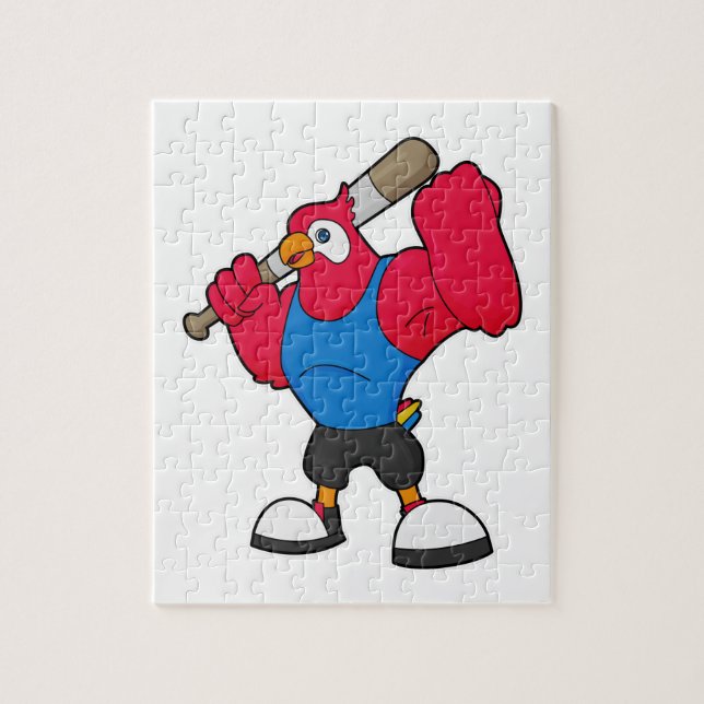Puzzle Perroquet au baseball avec batte de baseball (Vertical)