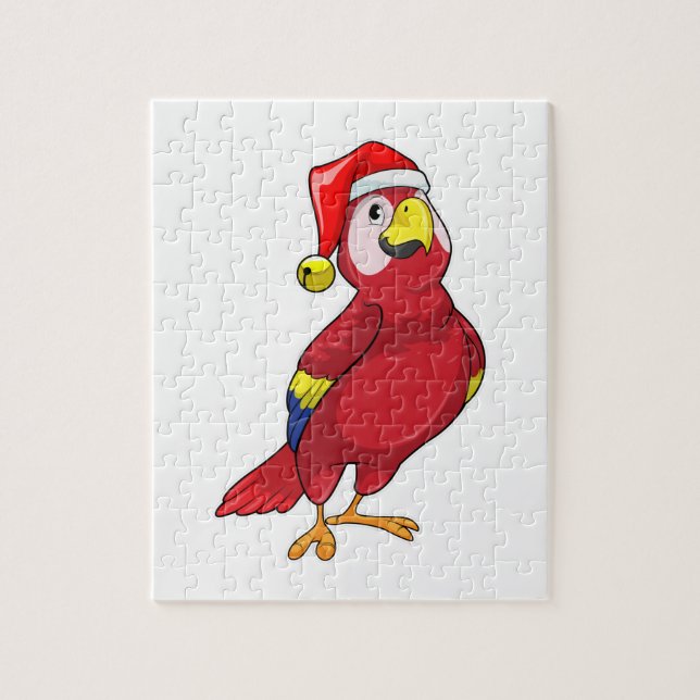 Puzzle Perroquet avec chapeau de Père Noël (Vertical)