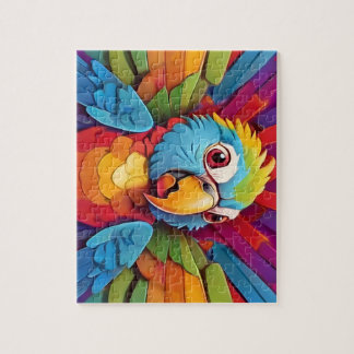 Puzzle Perroquet, dessin animé, coloré