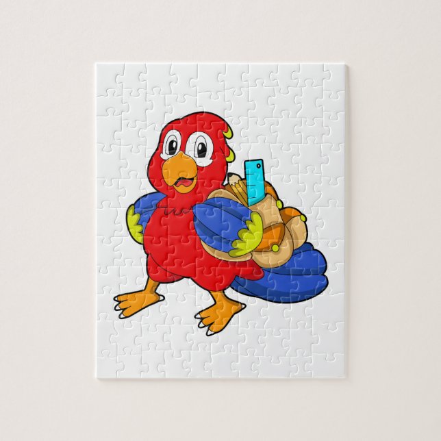 Puzzle Perroquet étudiant avec cartable (Vertical)