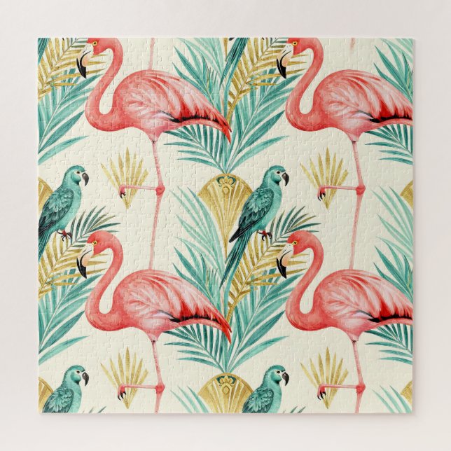 Puzzle Perroquet Flamant Tropical Jungle (Vertical)