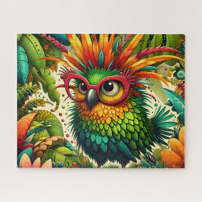 Puzzle Perroquet Tropical Mignon Avec Des Lunettes (Horizontal)