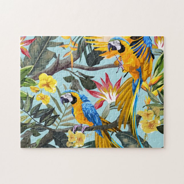 Puzzle Perroquets et palmiers tropicaux (Horizontal)