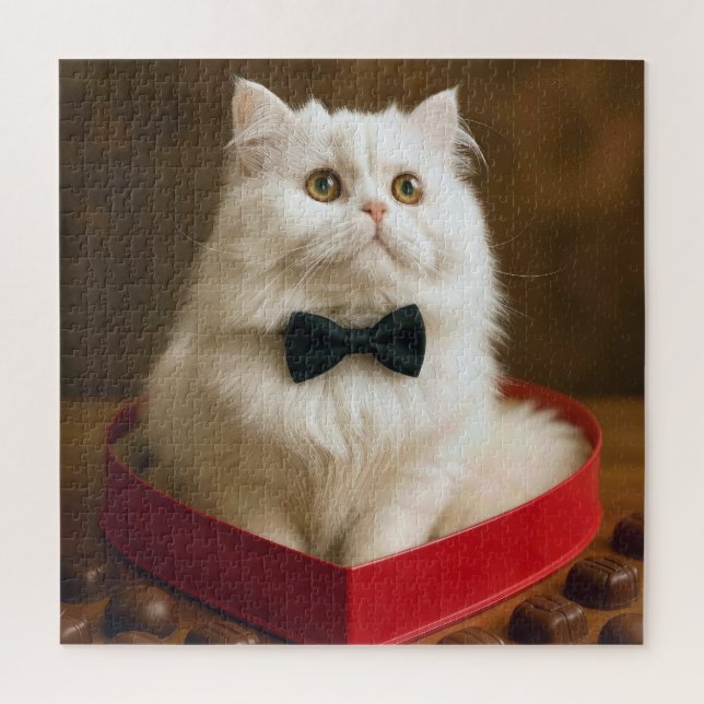 Puzzle Persian Cat In Valentine Candy Box (Vertical)