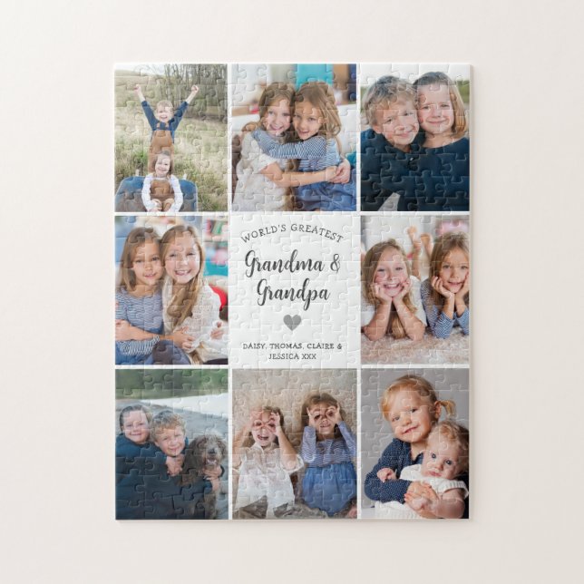 Puzzle Personalised 8 Photo Collage Grandparents Modern (Vertical)