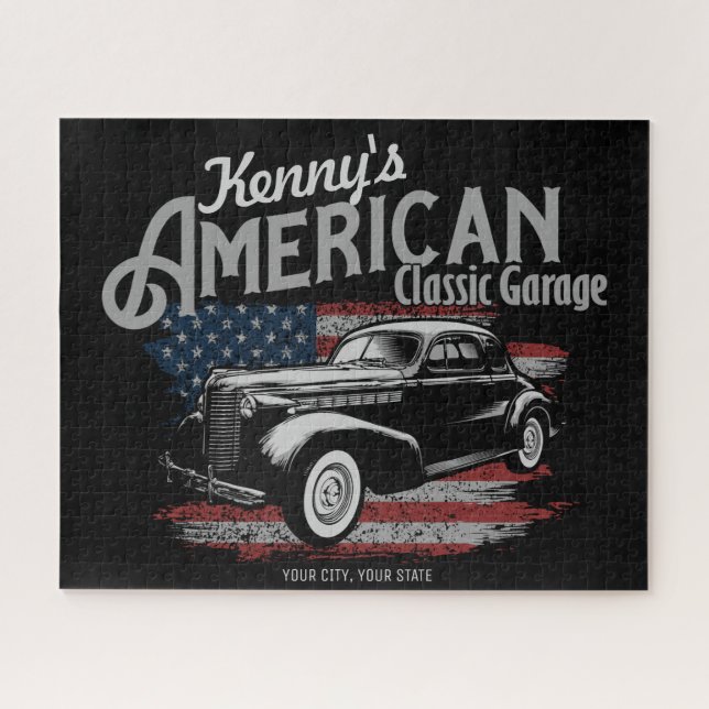 Puzzle Personalized American Vintage Classic Car Garage (Horizontal)
