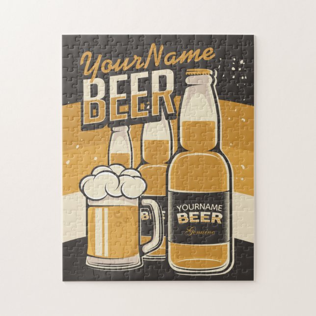 Puzzle Personalized Beer Bottle Sudsy Mug Brewing Bar (Vertical)