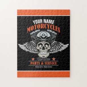 Puzzle Personalized Biker Flying Skull Motorcycle Shop 