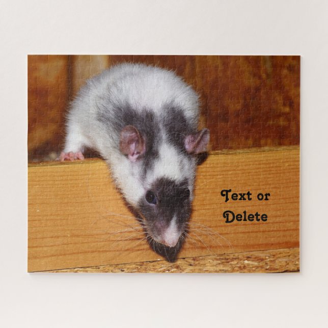Puzzle Personalized Black and White Masked Pet Rat (Horizontal)
