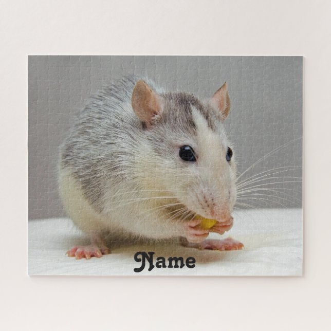 Puzzle Personalized Blue Roan Husky Pet Rat (Horizontal)