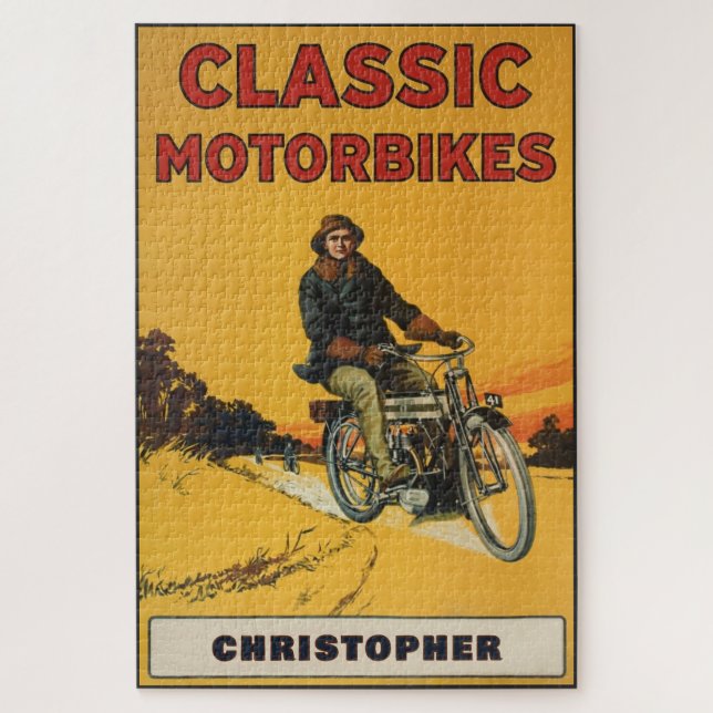 Puzzle Personalized Classic Vintage Motorbike Collector   (Vertical)