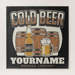 Puzzle Personalized Cold Beer Oak Barrel Brewery Brewing 