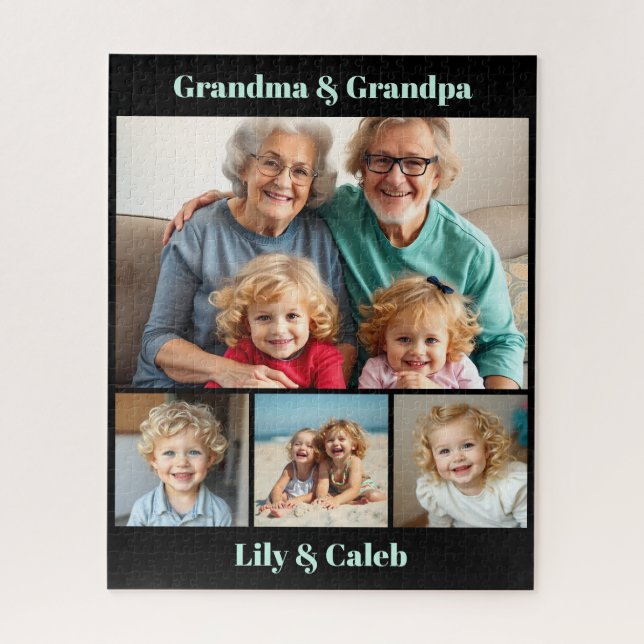 Puzzle Personalized Grandma, Grandpa and Grandkids Photo (Vertical)
