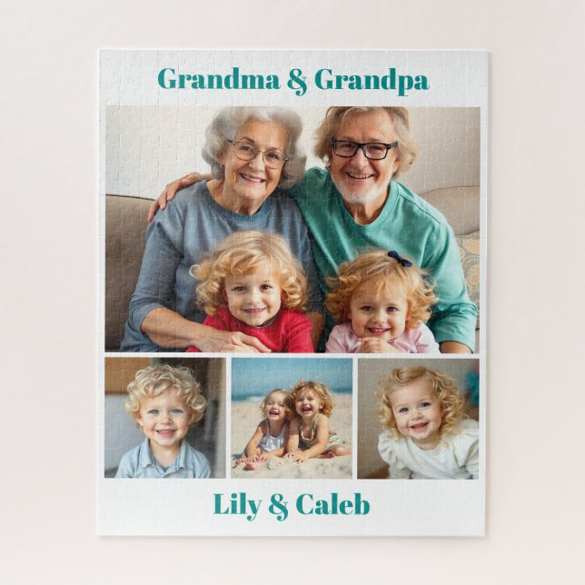 Puzzle Personalized Grandma, Grandpa and Grandkids Photo (Vertical)