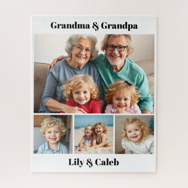 Puzzle Personalized Grandma, Grandpa and Grandkids Photo (Vertical)