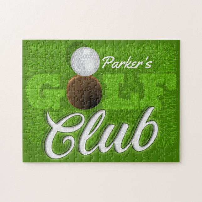 Puzzle Personalized NAME Golfer Green Golf Course Club (Horizontal)