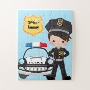 Puzzle Personalized Police Officer and Patrol Car Kids